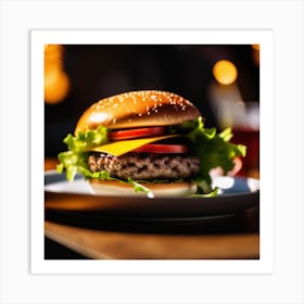 Hamburger On A Plate 5 Art Print