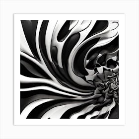 Abstract Black And White Swirl Art Print