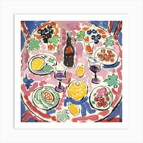 Table With Wine Matisse Style 9 Art Print