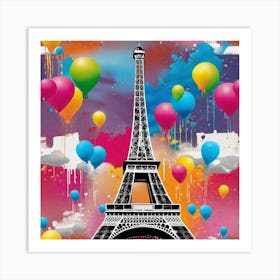 Paris With Balloons Art Print