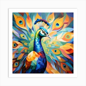 Cubism Art, Peacock 3 Art Print