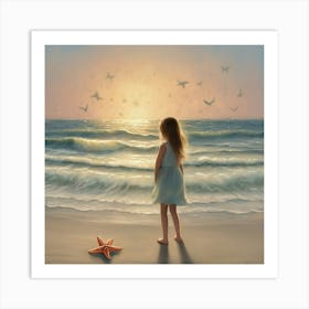 Little Girl At The Beach Art Print