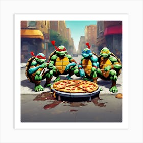 Teenage Mutant Ninja Turtles Pizza Art Print