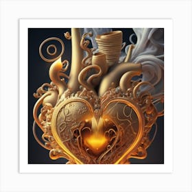 A Golden Heart Made Of Candle Smoke 8 Art Print