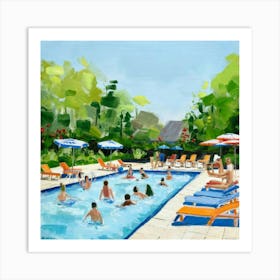 Summertime Swimming Pool Art Print 4 Art Print