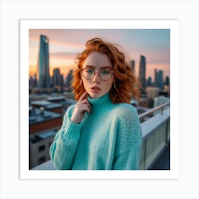 Portrait Of A Young Woman With Glasses Art Print