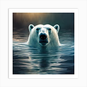 Swimming Polar Bear Art Print