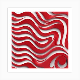 Red Wavy Wall Art Art Print