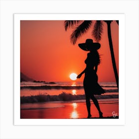 Sunset At The Beach Art Print