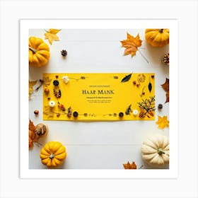 An Overhead Photograph Of A Hand Made Yellow Banner Design Celebrating The Transition Into The Fall (2) Art Print