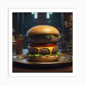 Burger On A Plate 131 Art Print