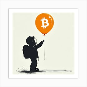 Child Holding Bitcoin Balloon Art Print