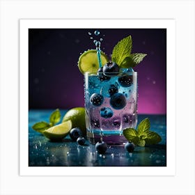 Blueberry Juice With Lime And Mint Art Print