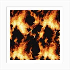 Flames On Black Background 57 Art Print