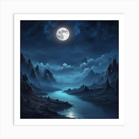 Moonlight In The Mountains 1 Art Print