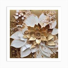 Flowers in gold 11 Art Print