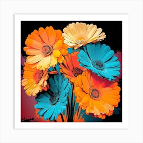 Andy Warhol Style Pop Art Flowers Calendula 1 Square Art Print