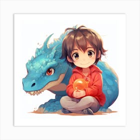 Cute Dragon Anime Art Print