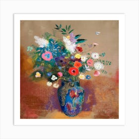 Flowers In A Blue Vase Art Print