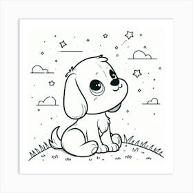 Line Art dog 3 Art Print