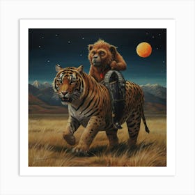 Tiger And Monkey Art Print