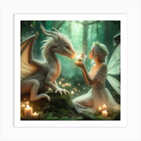 Fairy And Dragon 1 Art Print