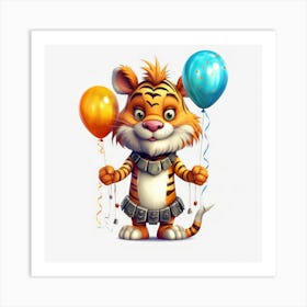 Tiger With Balloons Art Print