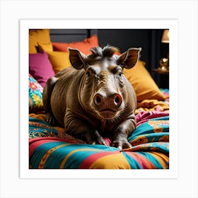 Warthog On The Bed Art Print