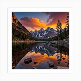 Sunrise At The Lake Art Print