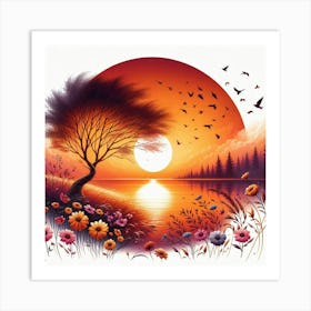 Sunset Painting Art Print