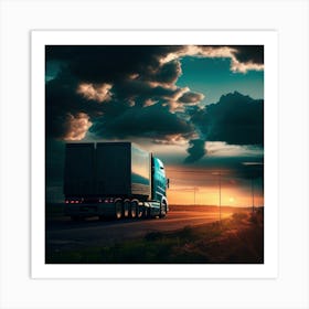 Sunset With Truck (9) Art Print