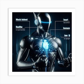 Futuristic Man With Heart Art Print