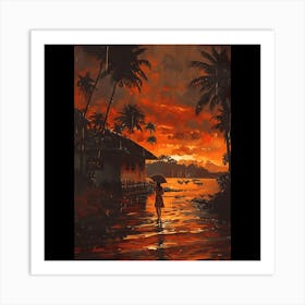 Sunset At The Beach 1 Art Print