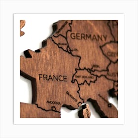 Wooden plaque map of FRANCE Art Print