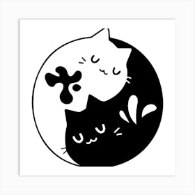 Yin Yang Cats Art Print