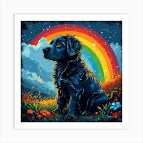 Rainbow Dog art print Art Print