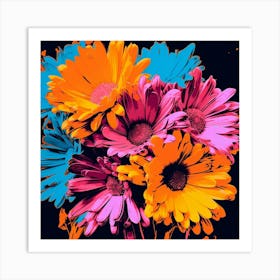 Andy Warhol Style Pop Art Flowers Asters 4 Square Art Print