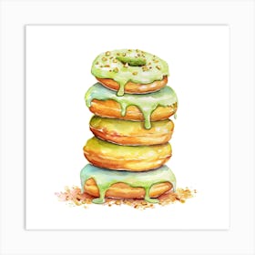 Stack Of Pistachio Donuts 1 Art Print