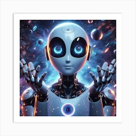 Robot In Space Art Print