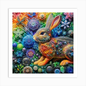 Rabbit In A Rainbow Art Print