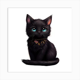 Cute Black Kitten Art Print