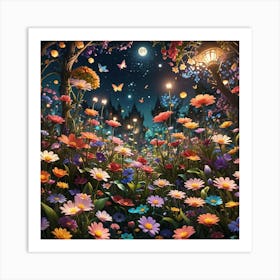 Various Flowers In Garden Art Print