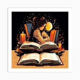 Girl Reading A Book 1 Art Print