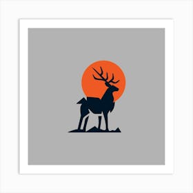 Deer Head Silhouette Drawing Silhouette Wild Animal Nature Wildlife Art Art Print