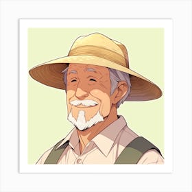 Old Man In A Straw Hat Art Print