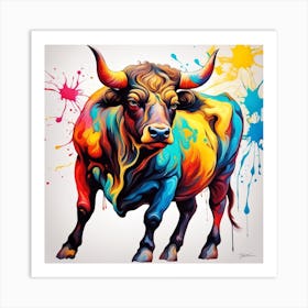 Taurus Bull Paint Splash Art Print
