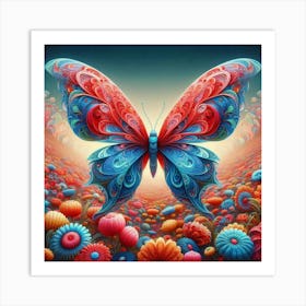 Butterfly In A Field Of Flowers Art Print