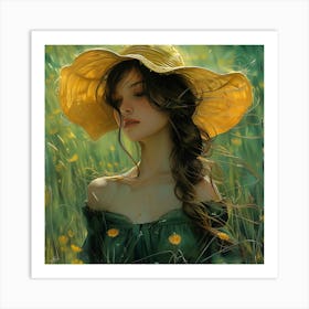 Girl In A Yellow Hat Art Print