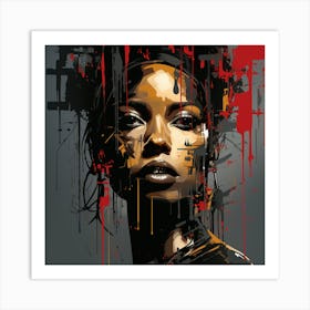 Black Girl With Red Paint Art Print