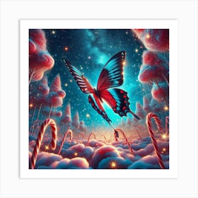 Candy Canes And Butterflies Art Print